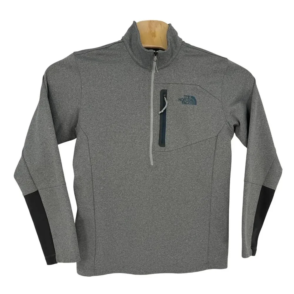 The North Face Canyonlands Gray Half Zip Pocket Pullover Light Jacket Men Medium